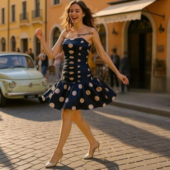 Betsey Johnson Dresses & Skirts - Betsey Johnson 100% Silk Polka Dot Strapless Mini Dress - Coquette Retro - 6